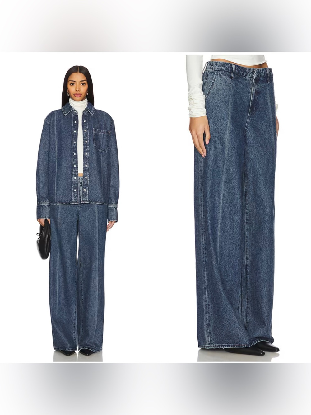 NWT GRLFRND Sutton Wide Leg Trouser Jeans in Lake Tahoe